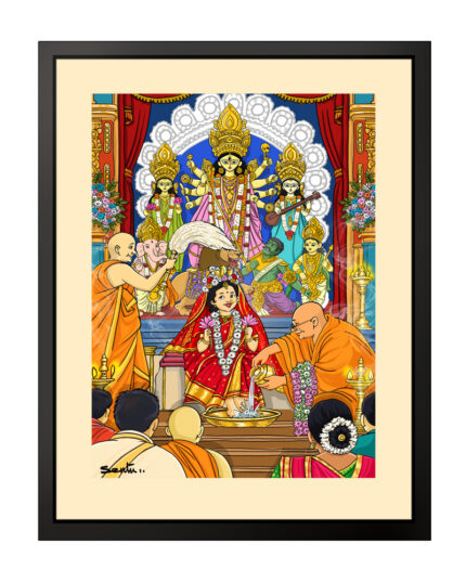 Kumari Pujo Photo Frame(Medium)– “Celebrate the Divine Innocence and Sacred Power of Maa Durga with Our Beautifully Crafted Kumari Pujo Photo Frame”