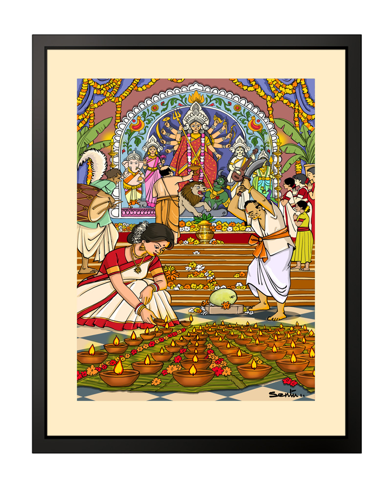 Sondhi Puja Sandhi Pujo Photo Frame(Medium)– “Celebrate the Divine Power of Maa Durga with Our Beautifully Crafted Sandhi Pujo Photo Frame” - Image 1