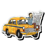 Kolkata Taxi (Fridge Magnet)- "The Yellow Icon That Drives Kolkata's Stories"