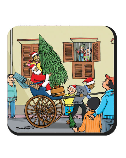 Christmas Tree Enters Kolkata in Tana Rickshaw (Coaster)