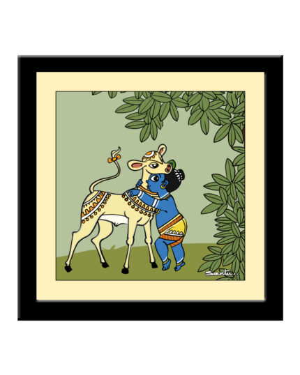 Krishna and Calf Square Photo Frame 7"/7"