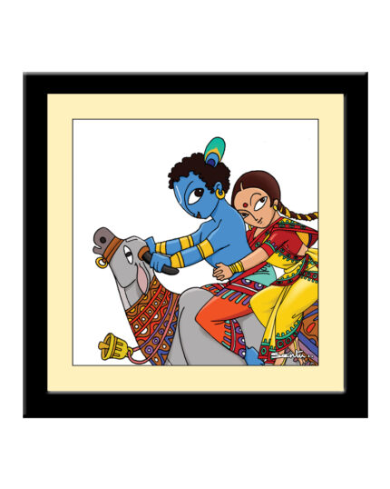 Krishna Cow Ride Square Photo Frame 7"/7"