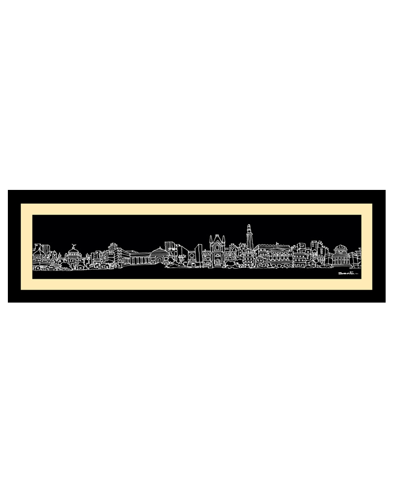 kolkata skyline black Kolkata Skyline Photo Frame (Small Wide)- "A Cityscape of Memories, Heritage & Dreams" - Image 1