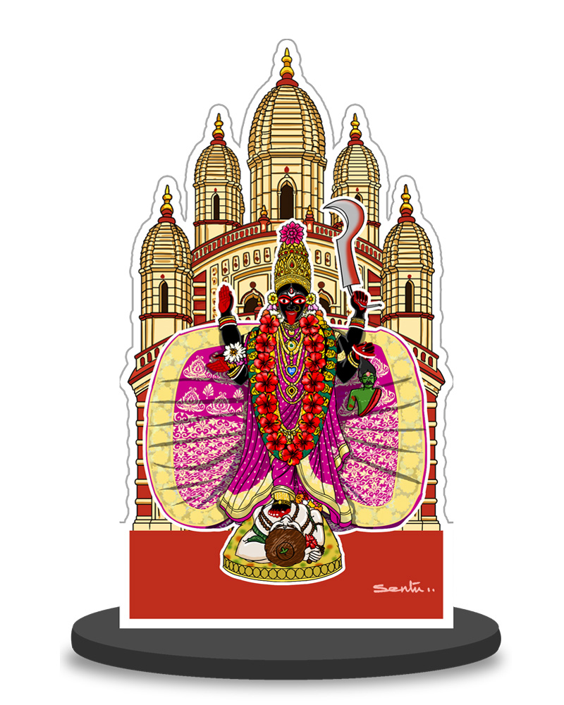 dakshineswar kali cutout Dakshineswar Maa Kali Wooden Stand - Image 1